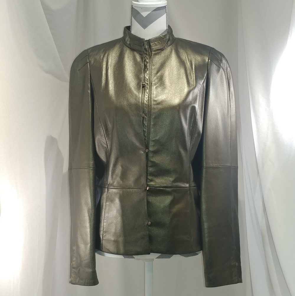 Worth. Metallic Leather Jacket